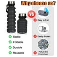 thumbnail image 5 of ONTA Collapsible Water Bottle - 18oz Reusable BPA Free Silicone Foldable Water Bottles for Gym Camping Hiking Travel Sports Water Bottle with Carabiner（Black）, 5 of 9