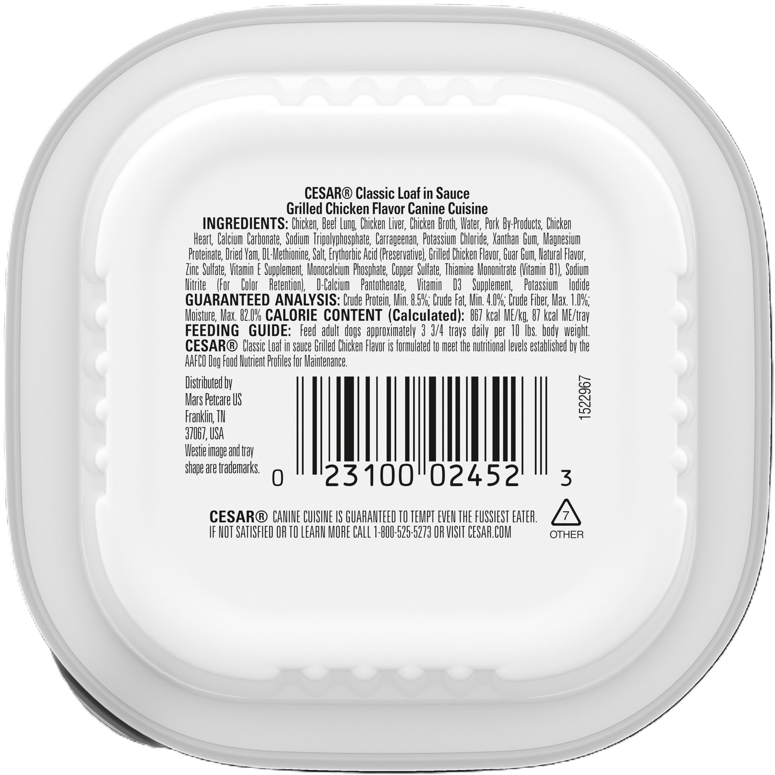 Cesar Classic Loaf in Sauce Grilled Chicken Flavor Adult Wet Dog Food, 3.5 oz Easy Peel Tray