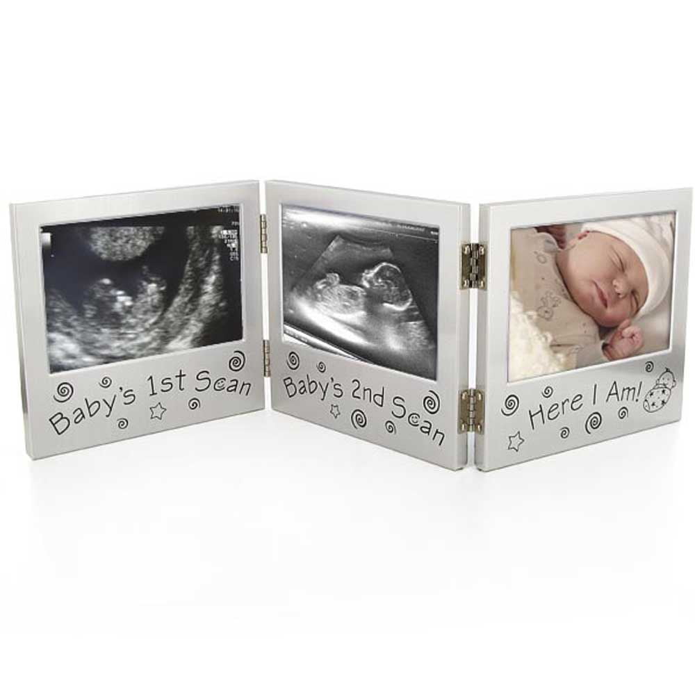 Triple Grossesse Ultrasound Scanner Photo 1st fait à la Main Cadre Baby Shower cadeau