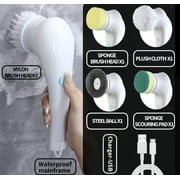 Cordless Electric Spin Scrubber - 5 Replaceable Brush Heads, USB Rechargeable 360 Cleaning Brush For Wall Tub Vanity! for commercial cleaning services/shops
