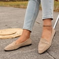 thumbnail image 6 of Women's Beige Suede Flat Loafers, Casual Slip-On Dress Shoes with Buckle Detail, 6 of 8