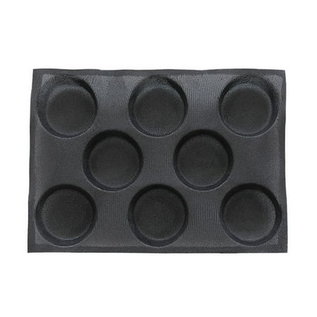 

8-Round Black Silicone Mold Non-Stick Breathable Hamburger Mold