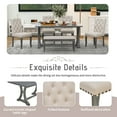 thumbnail image 2 of Harper & Bright Designs Furniture 6-Piece Adult Rustic Wood MDF Nailhead Trim Dining Furniture Set Antique Gray, 2 of 14