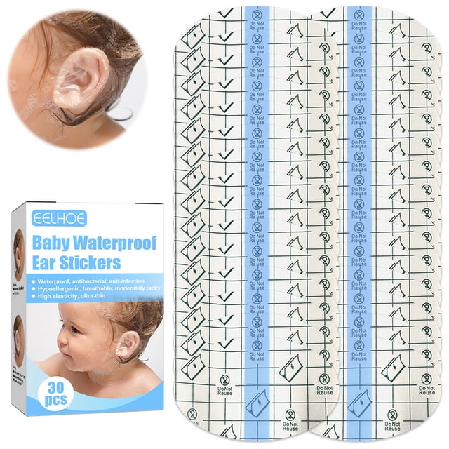 Pegatinas impermeables para los oídos para bebés, 30 paquetes/caja, cubiertas impermeables para los oídos para bebés, protectores de oídos impermeables para bebés, rendimiento finamente ajustado