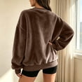 thumbnail image 5 of Resicozy Fuzzy Flannel Sweatshirt for Women Fluffy Pullover Sweaters Long Sleeve Oversized V Neck Sweatshirt Brown 2XL, 5 of 9