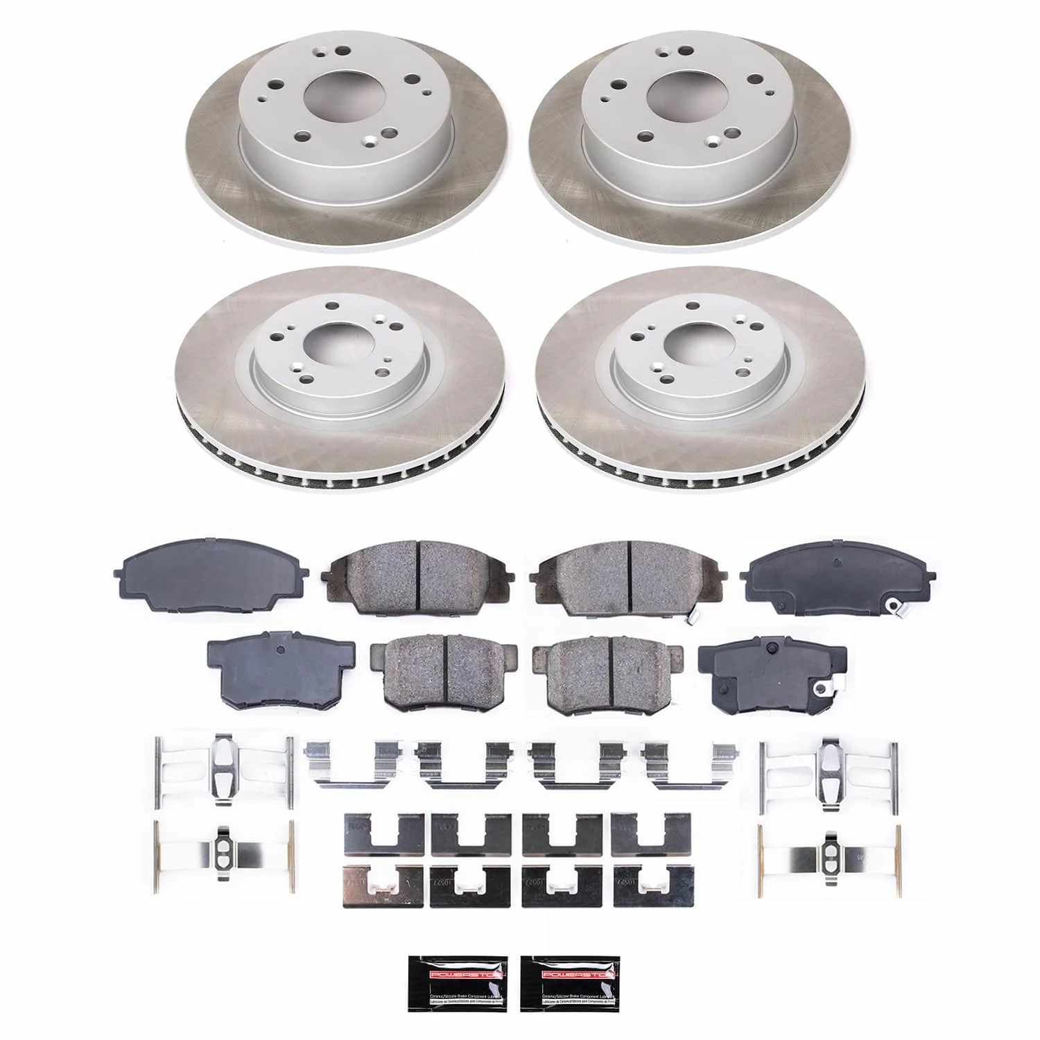 PowerStop Front and Rear Semi-Coated Rotor and Low-Dust Ceramic Brake Pad Kit SC2441