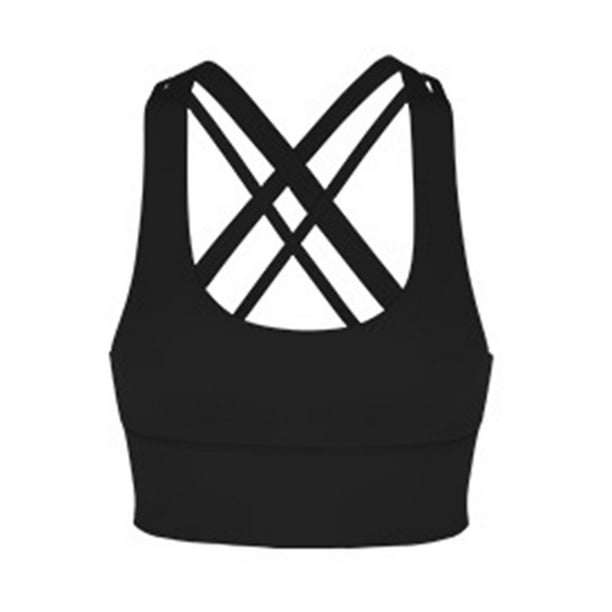 Cathalem Longline Sports Bras For Women Longline Padded Medium Support  Workout Crop Tops Built in Shelf Bra Wirefree Gym Yoga Tank Top,Black L