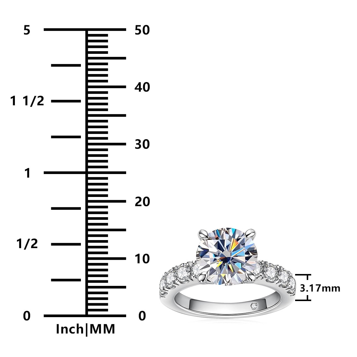AnuClub Moissanite Engagement Ring,4.3cttw D Color VVS1 Round Cut 14K Gold Plated 925 Sterling Silver Promise Anniversary Ring for Women