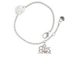 thumbnail image 2 of Delight Jewelry Silvertone Cheer Mom with Pink Heart Silver-tone Rose Link Chain Bracelet, 6.25"+1.75" Extender, 2 of 4