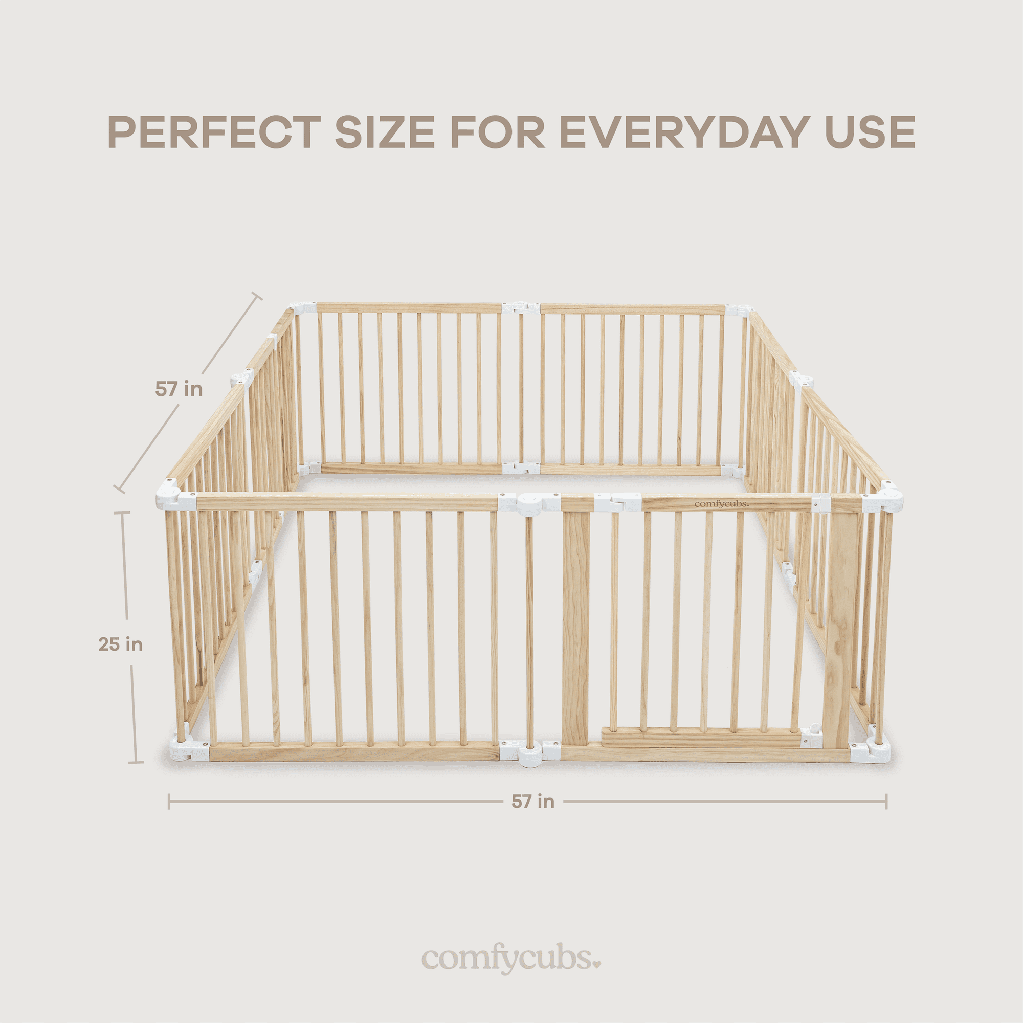 Comfy Cubs Baby Playpen & Baby Gate for Toddler & Babies, Foldable Wooden Large Adjustable Playard
