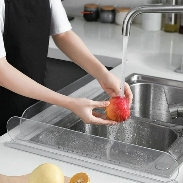Phenofice 2Pcs Kitchen Sink Anti Splashing Baffle Board Transparent Material