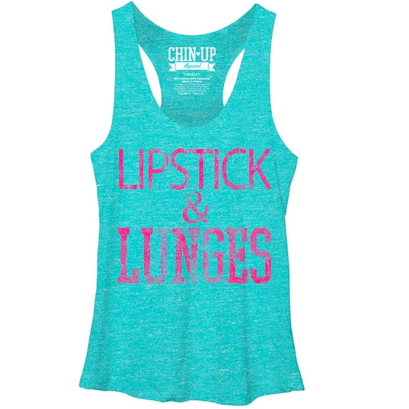 Women's CHIN UP Lipstick Racerback Tank Top Tahiti Blue Large