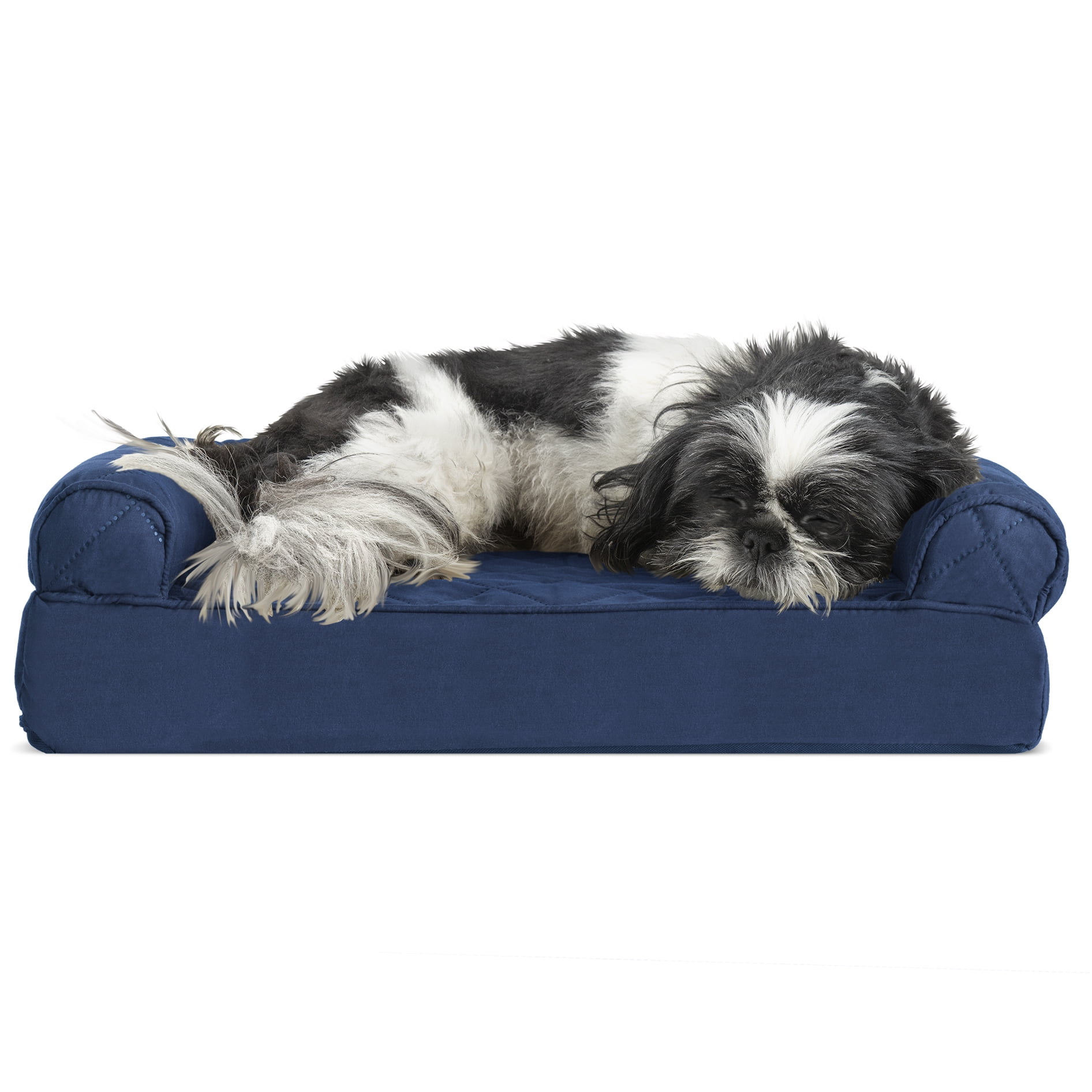 FurHaven Cooling Gel Quilted Sofa Pet Bed for Dogs & Cats, Navy