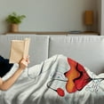 thumbnail image 3 of Poppy Flower Soft Flannel Fleece Throw Blanket, Florets and Buds with Curly Leaves and Red Petals in Vintage Style, Cozy Plush for Indoor and Outdoor Use, 50" x 60", Red Pale Blue Beige, by Ambesonne, 3 of 5