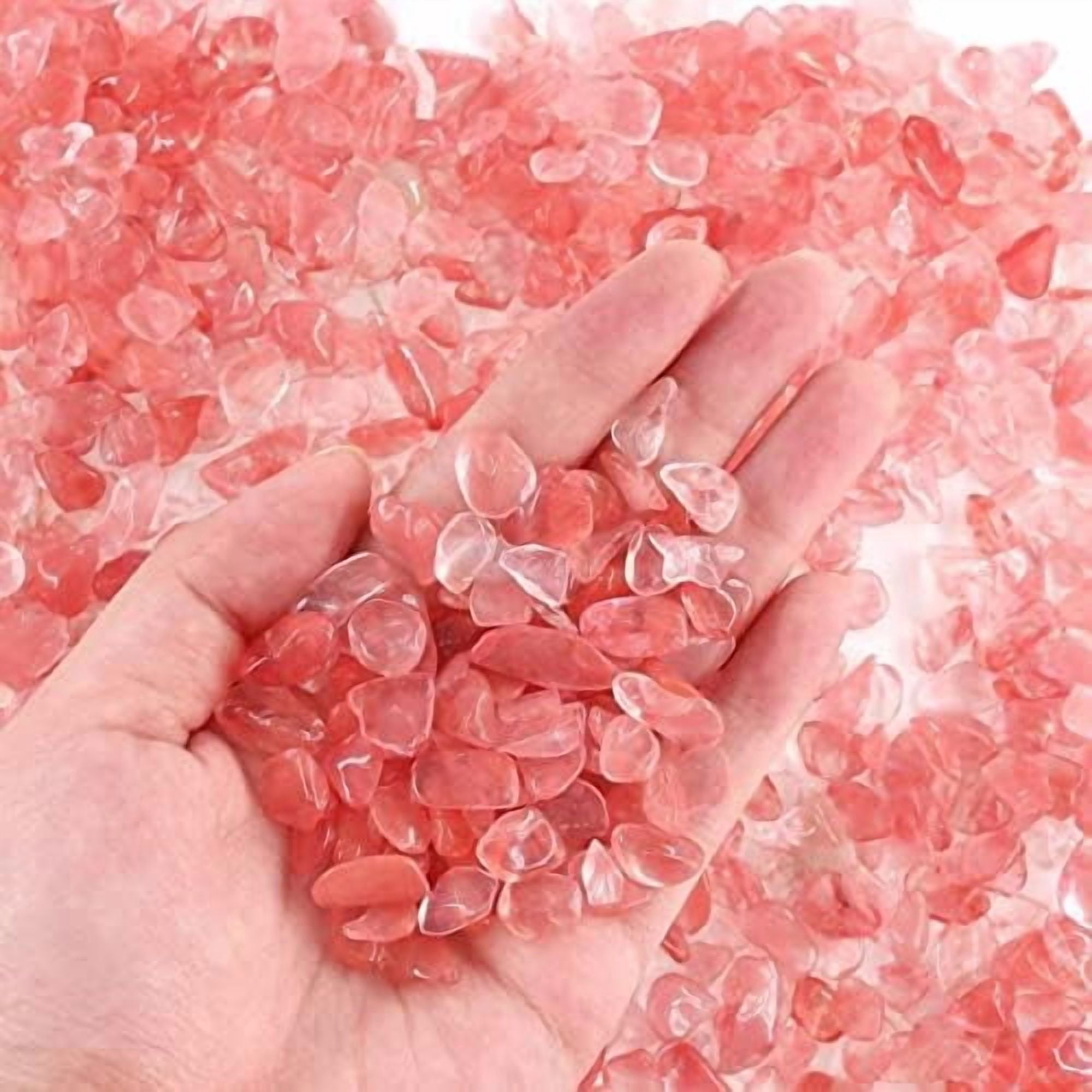 Decorative Pebbles, 2 Lbs/920g (Fill 2 Cups) Pink Crystal Quartz Stones Irregular Rock Gravel for Aquarium Turtle Tank Decoration/Succulent Plant Landscape/Flowerpot Vase Ornament