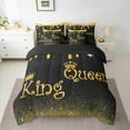 thumbnail image 2 of jejeloiu King And Queen Twin Bedding Sets 7-Piece,Gold Glitter Print Bedding Comforter Set,Princess Crown Sheet Sets For Girls Child,Lightweight Room Decor Reversible, 2 of 8