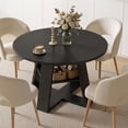 thumbnail image 5 of Hawsaiy 5 Piece 43.3" Round Dining Table Set for 4, Modern Wood Kitchen Table with Storage Shelf & 4 PU Leather Upholstered Dining Chairs, Dining Room Furniture Set for Apartment, 5 of 8