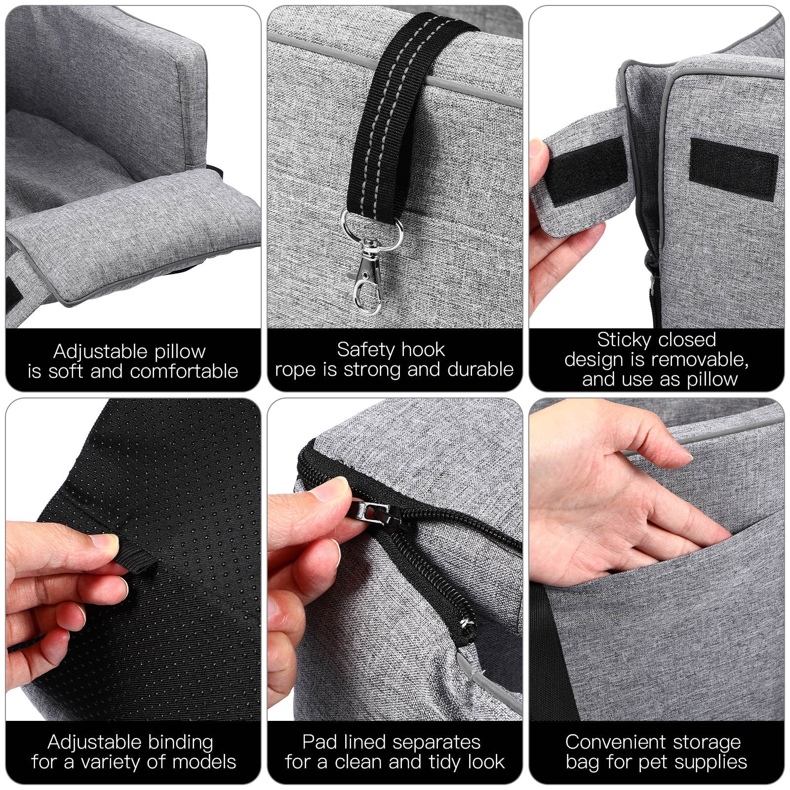 Toyandona Travel Accessory Dark Grey Dog Seat for Console and Rear Armrest Pet Comfort