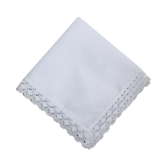 23x25cm Men Women Cotton Handkerchiefs Solid White Hankies Pocket Lace Trim Towel Painting Handkerchiefs for Woman
