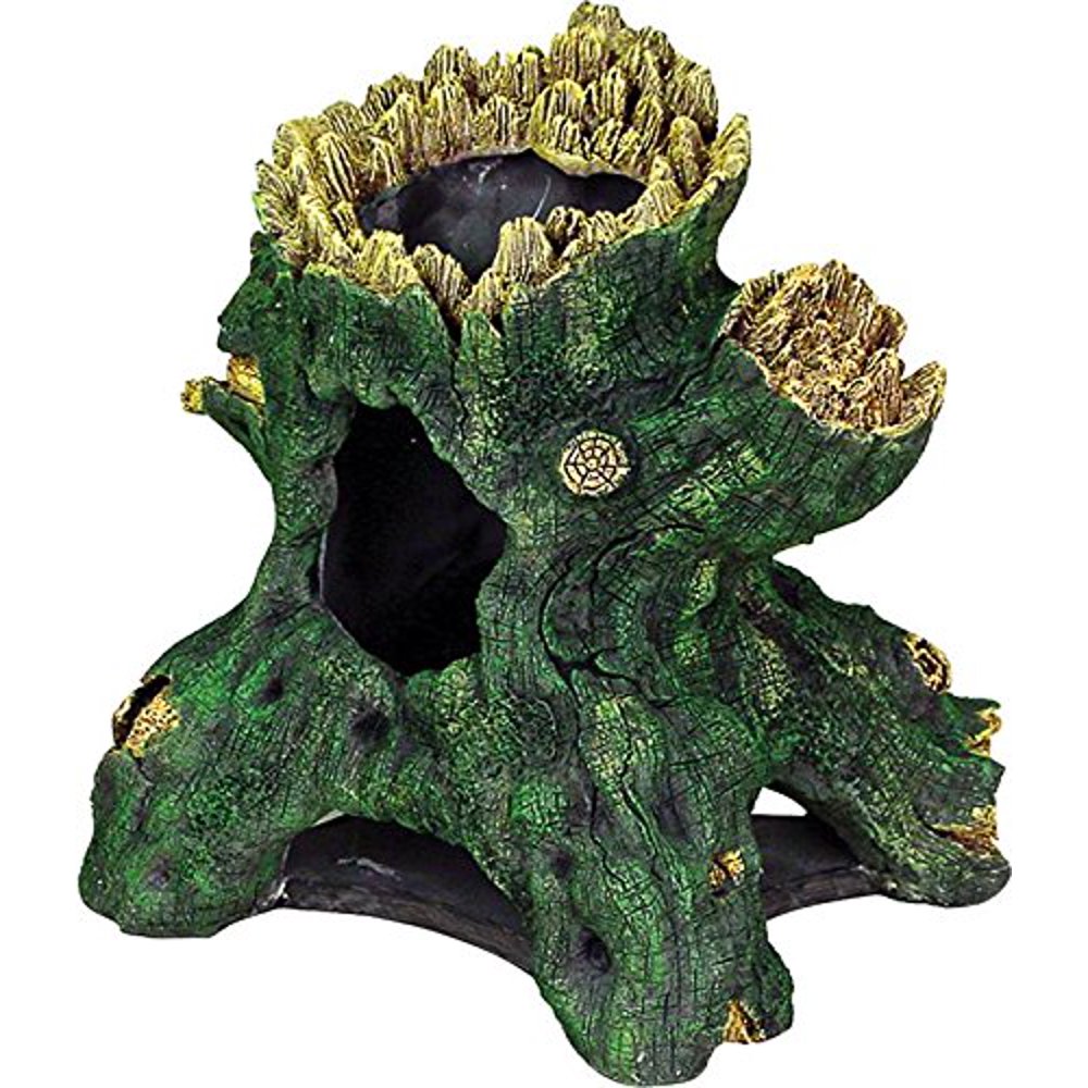 Exotic Environments Hollow Tree Stump Aquarium Ornament, Safe for