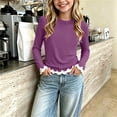 thumbnail image 5 of YUANxueke Girls Modal Long Sleeve Shirts Casual Summer Lightweight Shirts School Comfy Basic Crewneck Tops for 1-10 Years, 5 of 6