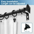 thumbnail image 2 of Urbanest Single Curtain Rod with 16 Clip Rings & Decorative Square Urn Finials – Classic Metal Window Drapery Rod Set, Heavy-Duty & Adjustable, 5/8" Diameter, 48" to 84", Matte Black, 2 of 6