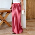 thumbnail image 4 of Oiangi Wide Leg Pants for Women Striped Elastic Waist Palazzo Pant Casual Drawstring Pockets Trousers for Fall Vacation Red XL, 4 of 7