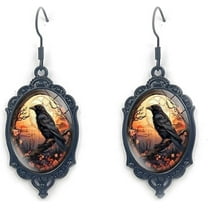 Gothic Mystery Witch Cameo Earrings,Vintage Crystal Glass Witch Dangle Earring Punk Style Mystery Earrings Goth Victorian Earring Halloween Jewelry for Women