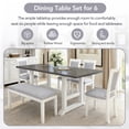 thumbnail image 6 of Euroco 6 Piece Farmhouse Dining Table Set for 6, 76.9" Extendable Trestle Kitchen Table Set with 4 Upholstered Chairs,1 Bench & Removable Leaf,Wood Kitchen Table and Chairs Set for Dining Room,Gray, 6 of 10