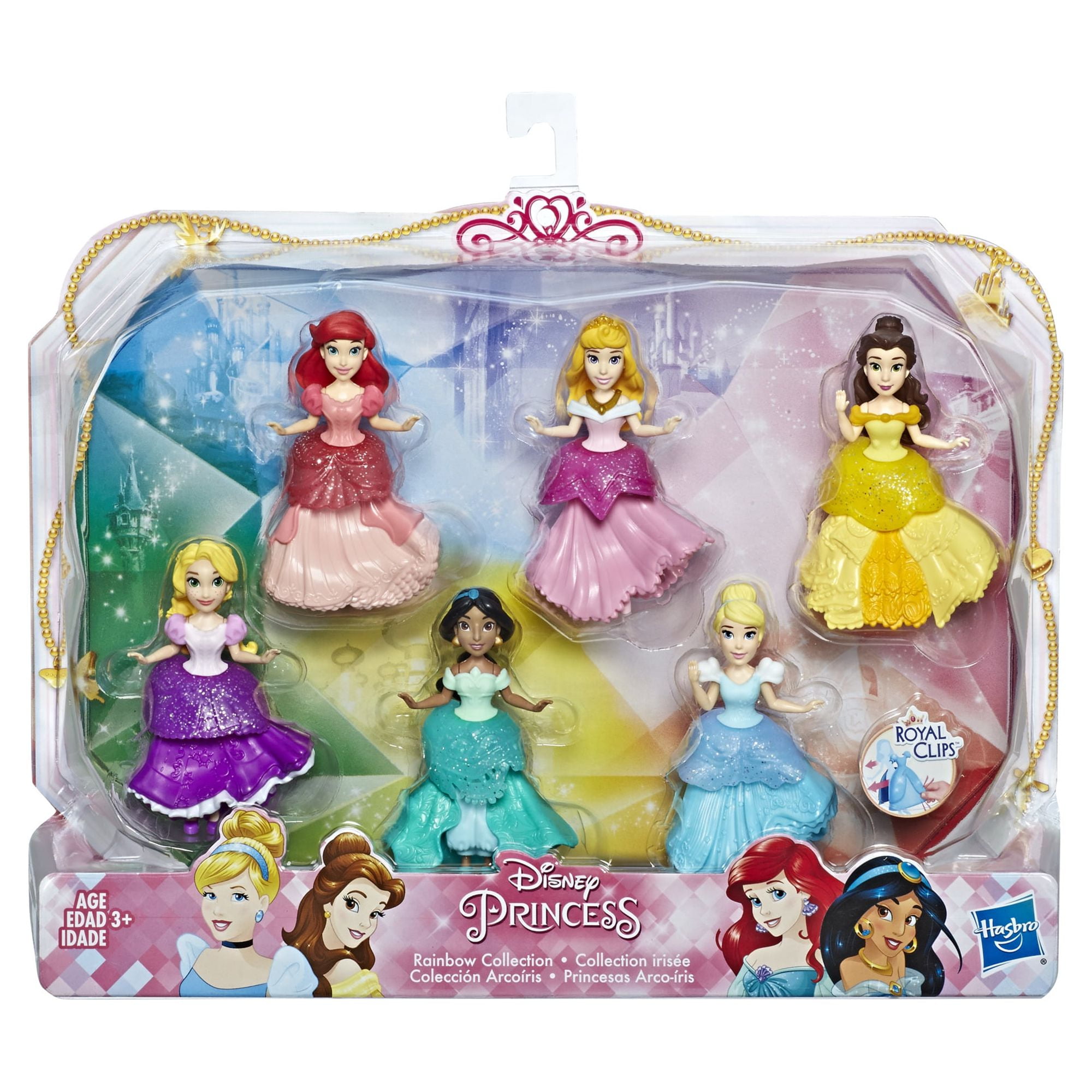 Disney Princess Collectible Mini Dolls Set of 6 with Royal Clips Fashions Walmart