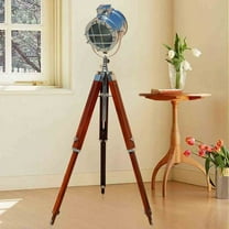 Nautical Wooden Tripod Brown Floor Lamp, LED Lamp, Spotlight, Searchlight Night Lamp, Home Decor Floor Lamp