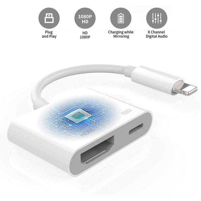 Lightning to HDMI Digital AV Adapter,[Apple MFi Certified] 1080P HDMI Sync  Screen Digital Audio AV Converter with Charging Port for iPhone, iPad, iPod  on HDTV/Projector/Monitor, Support All iOS 