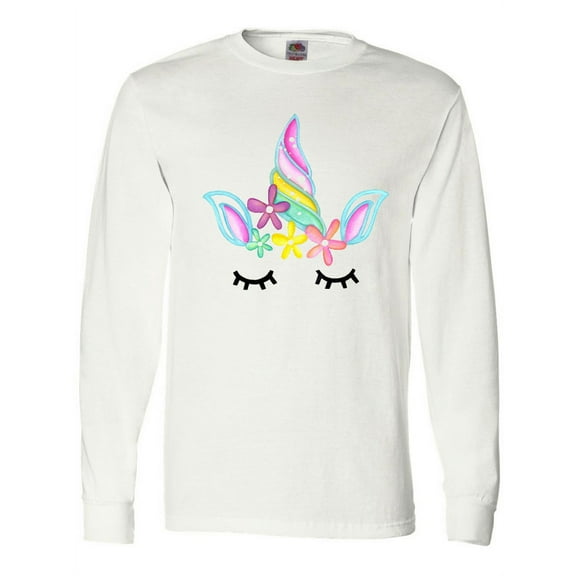 Inktastic Unicorn Face Long Sleeve T-Shirt