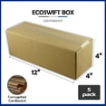 thumbnail image 2 of EcoSwift Brand Premium 12x4x4 Cardboard Boxes Mailing Packing Shipping Box Corrugated Carton 23 ECT, 12"x4"x4", Brown, 5-Pack, 2 of 4