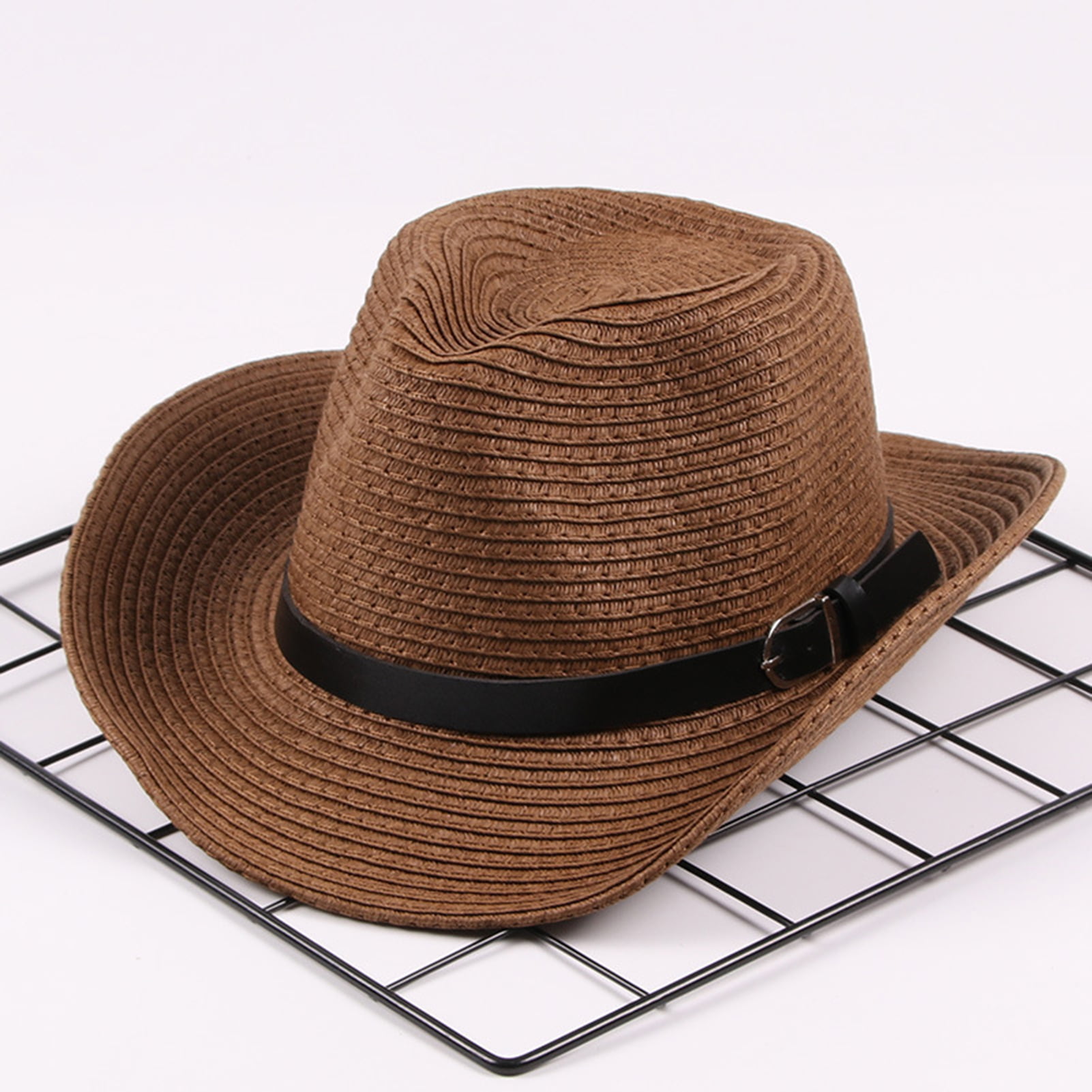 12 Pcs Straw Cowboy Hats for Women Men, Wide Brim Summer Hat Bulk Panama  Sun Protection Hats for Western Themed Party Travel Decorations Brown