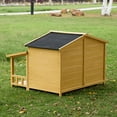 thumbnail image 5 of Demi Bonn 46" Wooden Dog House for Indoor Dogs, Outdoor Waterproof Dog Kennel, Log Cabin Style with Porch, Elevated Floor, 2 Doors, Beige, 5 of 9