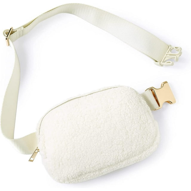 Sac Banane Mignon Mini pour Femmes, Polaire Ivoire, Sac Polyvalent
