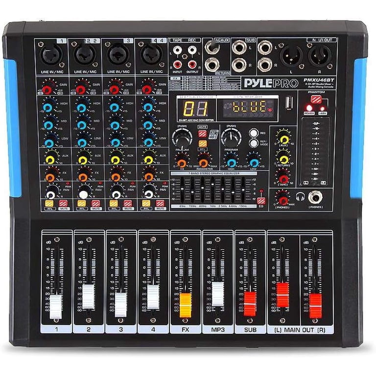 Pyle 4-Channel Bluetooth DJ Mixer with USB, Black photo 2