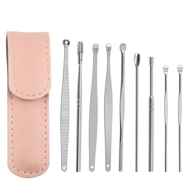 Wmkox8yii Kit de eliminación de cera de oído portátil de 9 piezas, herramienta de limpieza de cera de oído de acupuntura de acero inoxidable Wmkox8yii FJKAFA1822