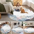 thumbnail image 6 of Summer Marine Life Round Living Room Rugs 8 ft, Ocean Corals Coastal Starfish Blue Conch Washable Large Area Rug with Non-Slip Sturdy Edge Binding Round Carpet for Dining Room Kitchen Office, 6 of 9