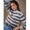 Brown, variant on Womens Brown Striped Turtleneck Long Sleeve Relaxed Fit Pullover Knit