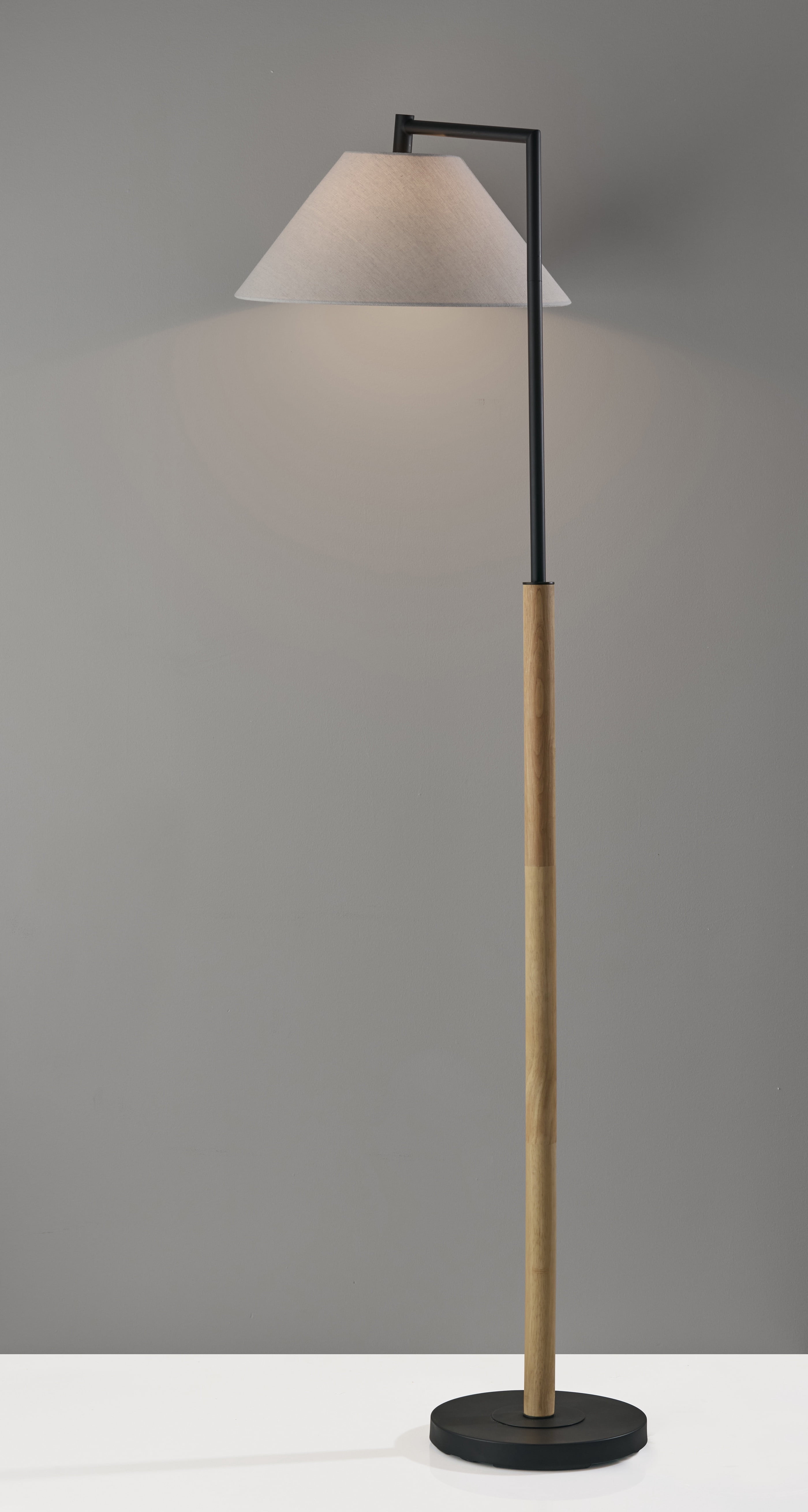 Lampe sur pied Better Homes & Gardens en bois crème et métal noir avec abat-jour en tissu blanc, design moderne, neuf