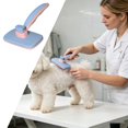 thumbnail image 4 of Self‑Cleaning Slicker Pet Grooming Brush Ergonomic Handle Deshedding Tool For Dogs Cats Removes Loose Fur Mats Tangles(Blue-12.3x17.2cm), 4 of 4