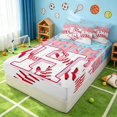 thumbnail image 3 of Manfei Kawaii Baseball Zipper Twin Comforter Sets with Fitted Sheet and 2 Pillowcases, Girls Letter HZipper Bedding Set, Pink Light Blue H, 3 of 7
