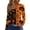 Fluorescence Yellow, variant on Womens Long Sleeve T Shirts V-neck Halloween Pumpkin Print Tunic Tops Loose Casual Clothes