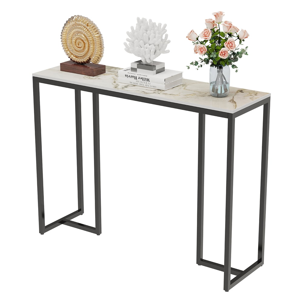 Wisfor Sintered Stone Console Table Narrow Long Sofa Table for Entryway Living Room,White Emerald