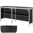 thumbnail image 1 of KFFKFF Extended Foldable Bar Stand - Versatile Podium Table for Gatherings, Picnics, Exhibitions, Comes with Transport Bag, Storage Rack and Dark Drapery, Dimensions: 77.95" x 15.16" x 34.65", 1 of 9