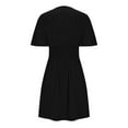 thumbnail image 5 of SMihono Women's Deep V Neck Dress Short Sleeve Flowy A-Line Summer Mini Dresses Elegant Wrap Sundress for Casual Party Black M, 5 of 6