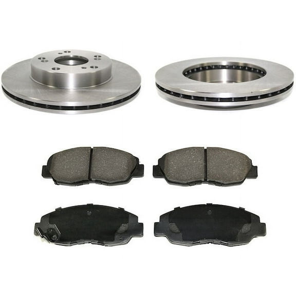 Front Semi Metallic Disc Brake Pad and Rotor Kit - Compatible with 2006 - 2011 Honda Civic 2007 2008 2009 2010