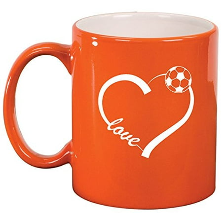 

Ceramic Coffee Tea Mug Cup Love Heart Soccer (Orange)